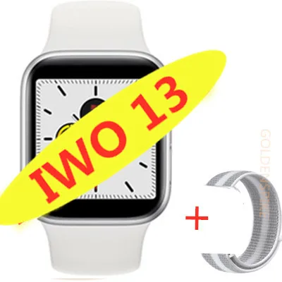 Умные часы IWO 13 1:1 series 5 44 мм PK IWO 10 11 12 для apple iPhone 11 max IOS Android phone smartwatch человек ip68 водонепроницаемый - Цвет: add Nylon strap