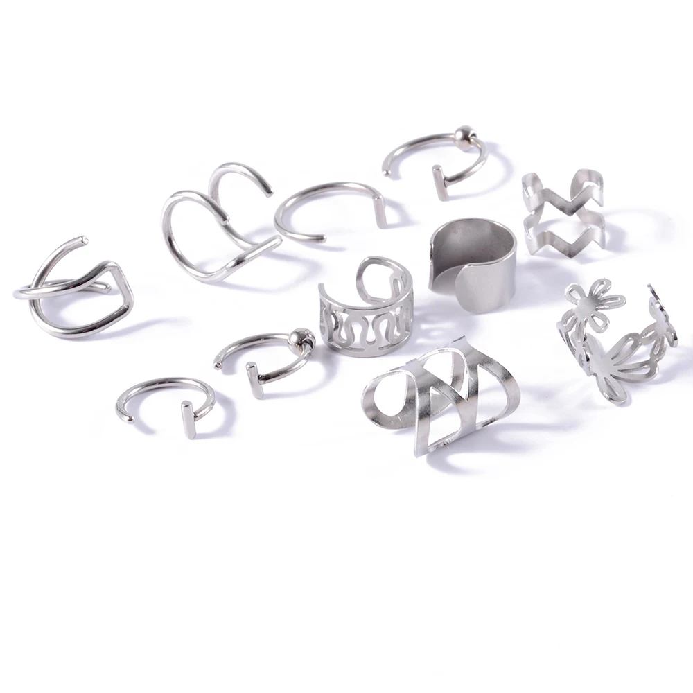 Nose Rings Piercing Jewelry Body Piercing Earrings Ear Piercing Jewelry Metal Jewelry Hoop Earrings Body Jewelry 1PC Surgical Steel Clip On Earrings Ear Helix Cartilage Conch Cuff Adjustable Size Non Pierce Lip Ring Fake