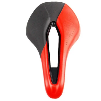 

ABZB-Bicycle Seat Saddle Mtb Road Bike Saddles Mountain Bike Racing Saddle Pu Breathable Soft Seat Cushion(Black+Red)
