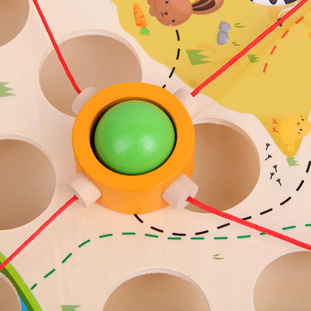 1 Set Woode Pull Ball Table Game Children Wooden Maze Kindergarten Early Education Intellectual Strength Parent-Child Toy