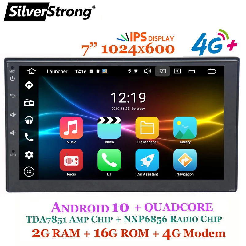 SilverStrong Android10.0 IPS автомобильный 2DIN универсальный мультимедийный плеер радио GPS