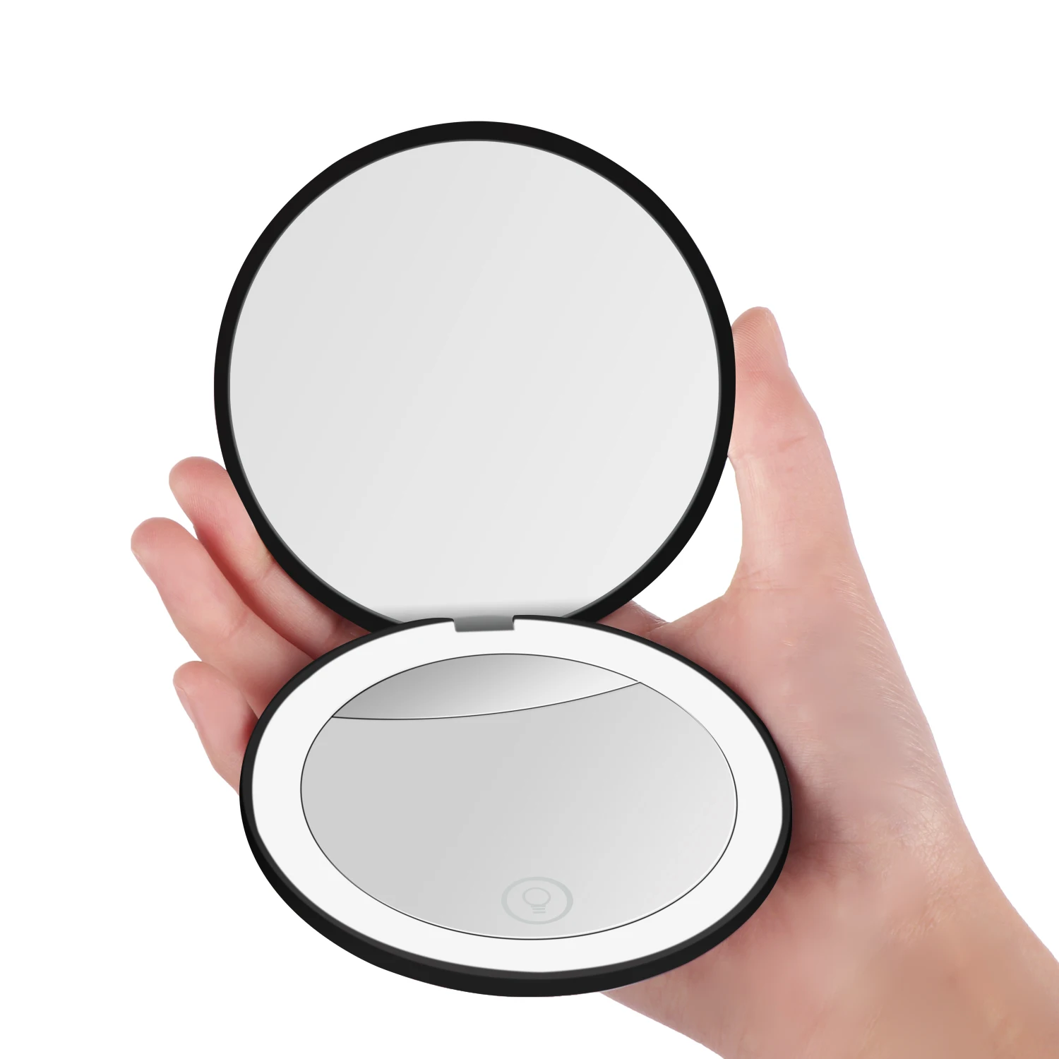 Led Rechargeable Compact Mirror 2-Sided 1x/10x Magnification Compact Travel Makeup Mirror Folding Handheld Mirror Touch Switch