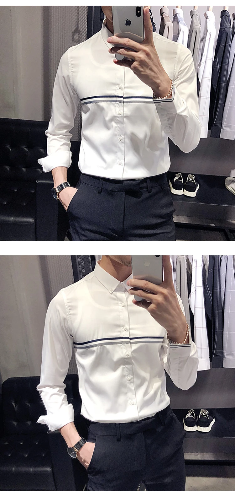 Брендовые мужские рубашки Camisa Masculina, повседневная приталенная рубашка с длинным рукавом, высокое качество, белая мужская деловая официальная рубашка