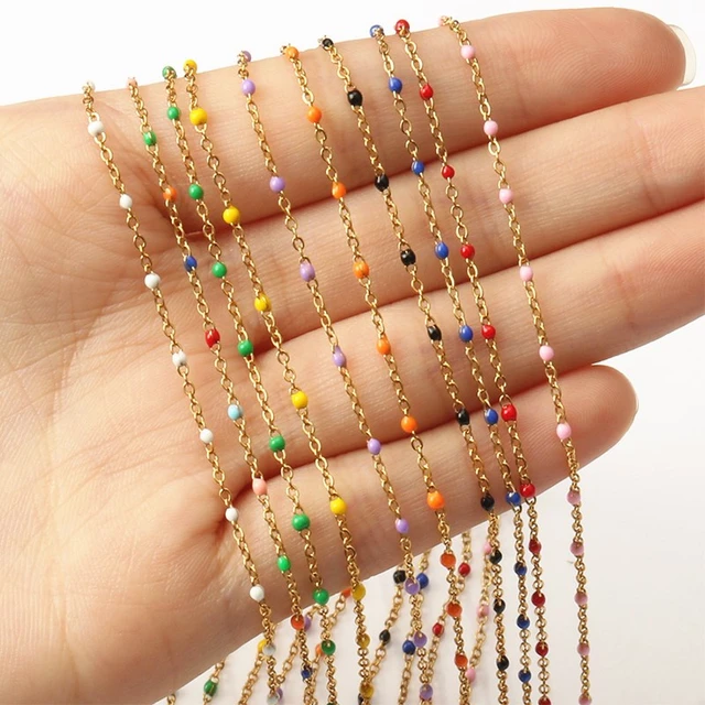 1 Meter Handmade Gold Wire Wrapped Rosary Chain stone Beads Chains for  Necklaces Bracelets Anklet Making DIY Jewelry Findings