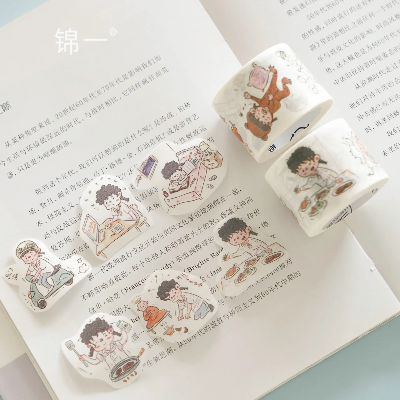 

WOKO 35mm*5m Cute Holiday Life Hand Painted Sticker Lovely Cartoon Boy Fresh Character Washi Tape DIY Scrapbooking Masking Tape