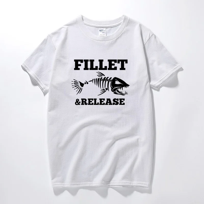 Fillet& Release Мужская футболка премиум-класса, Мужская футболка для рыбалки, карпа, рыбы, морской лодки, Homme, хлопковая футболка с короткими рукавами - Цвет: Белый