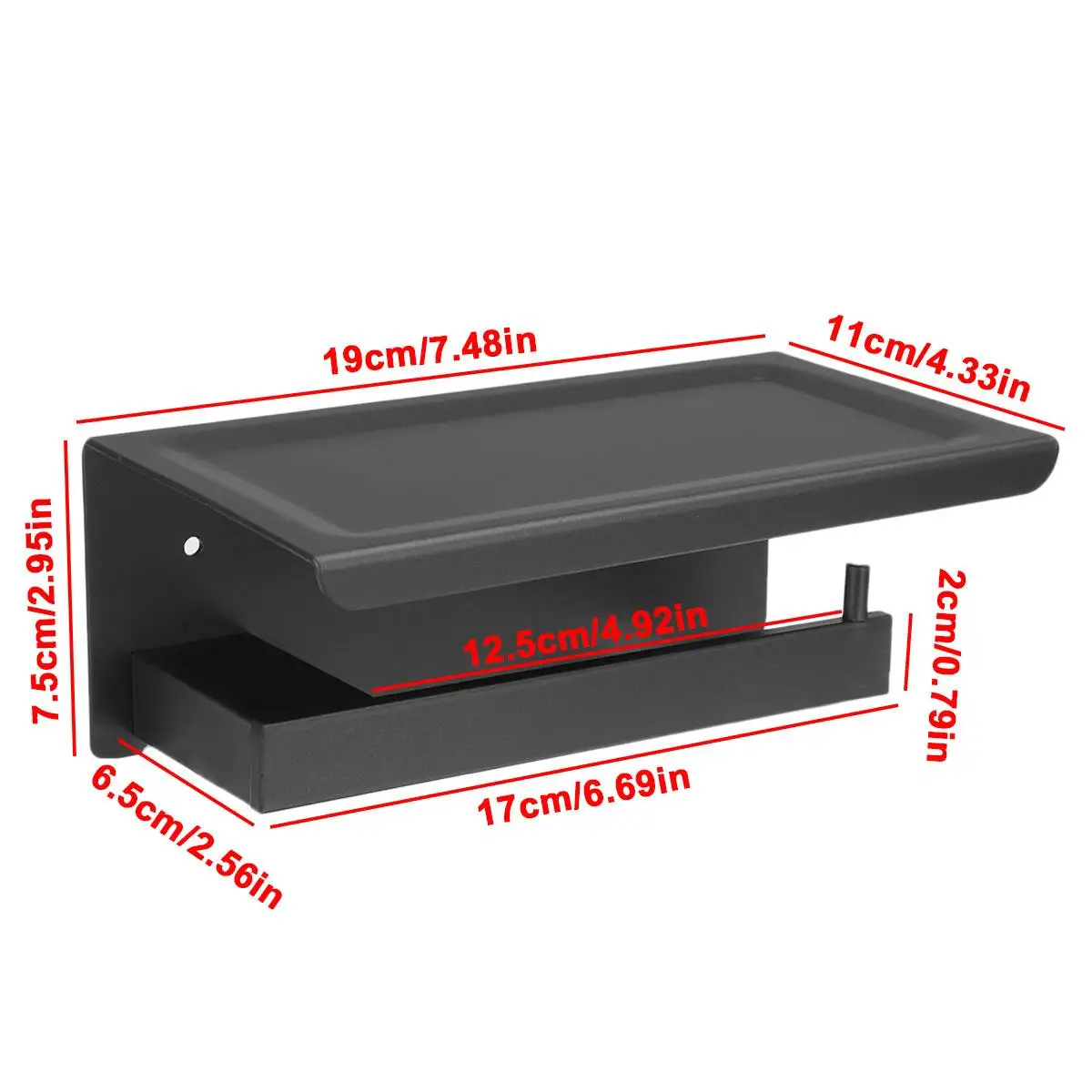 Aluminum Wall Mounted Toilet Paper Holder Shelf Tissue Roll Box