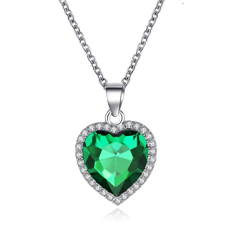 Classic Ocean Heart Necklace Green Blue 