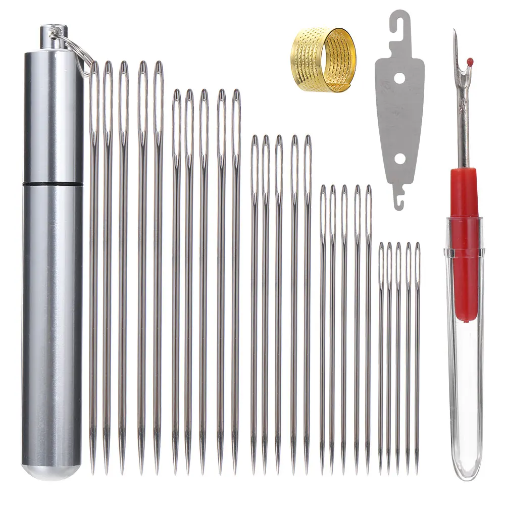 29PCS/Set Large Eye Needles Hand Stainless Steel Sewing Needle Cross Stitch Embroidery Sew Pins Kit Assorted DIY Crafts Tools | Дом и сад