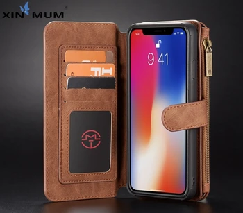 

Retro Wallet Case For iPhone X Xs Max XR Magnetic Leather Case Back Cover For iPhone 6 7 8 Plus Card Slots Purcase Flip Cover