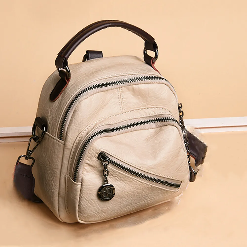  Mini Backpack Vintage Women Leather Shoulder Bag Designer High Quality Multi-Function Small Bagpack - 33059261142