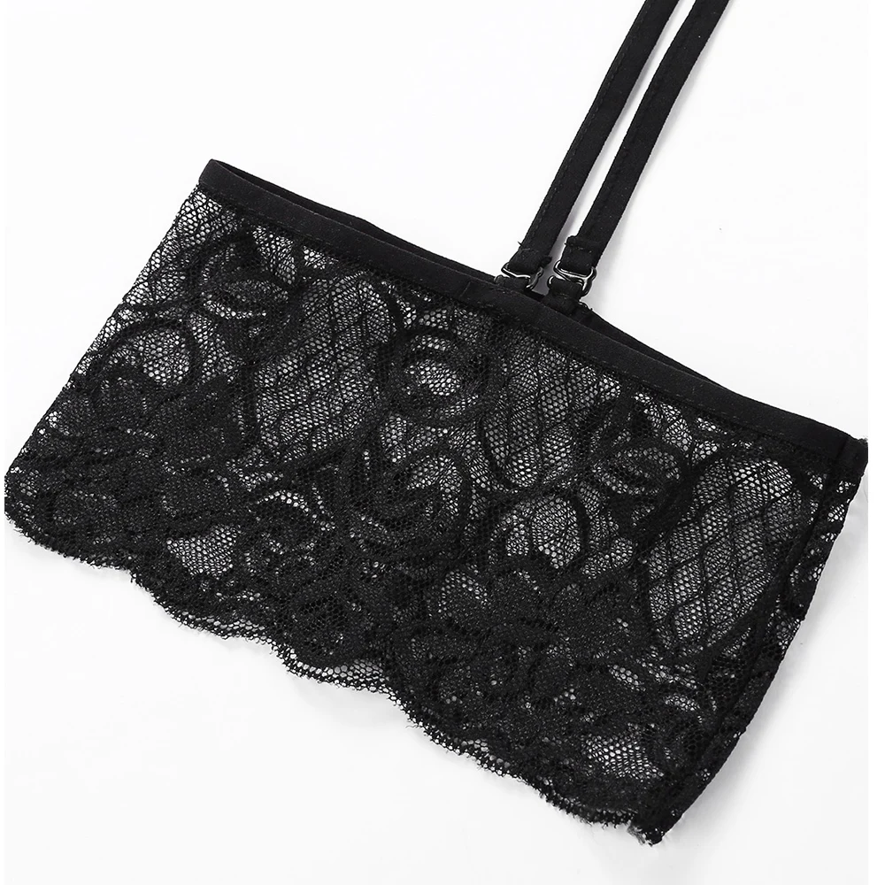 Mens lace boxer underwear Sissy See Through Sheer Lace Lingerie Low Rise Bulge Pouch Boxers with Removable Lace Leg Garters Belt