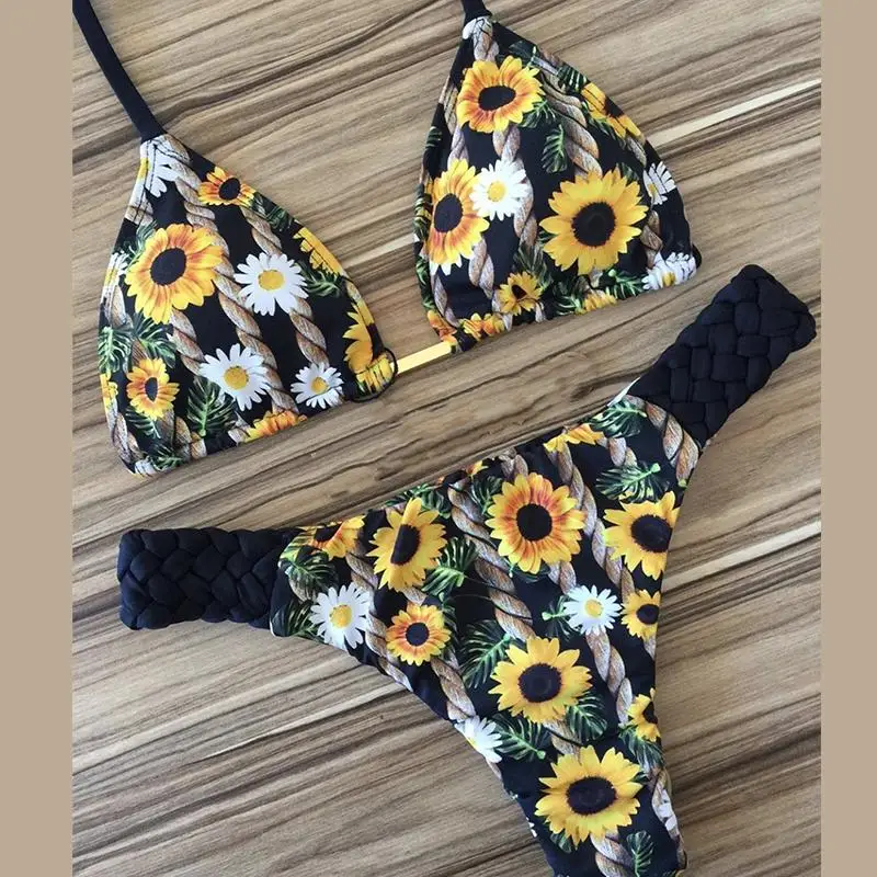 Misswim, цветочный принт, купальник, женский, сексуальный, плетение, бандаж, бикини, набор,, пуш-ап, купальник для женщин, купальный костюм, пляжная одежда