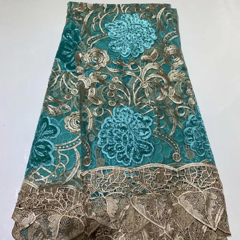 

African Beaded 3D Tulle Lace Fabric 2019 African French Lace Fabric High Quality Nigerian Embroidery Tulle French Lace LFB205