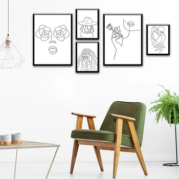 

Beauty Abstract line Prints Minimalist Painting Nursery Picture Print Picture Animal Wall Art Poster Living Room Decor