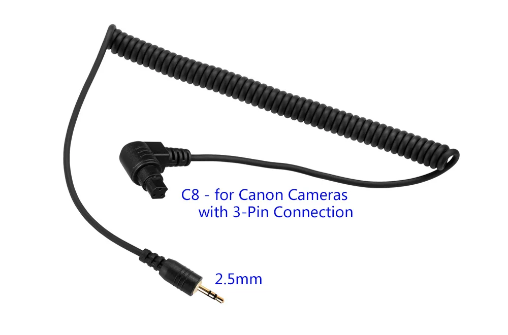 2.5mm Camera Remote Shutter Release Connecting Cord Cable C8 for 3-Pin Cameras