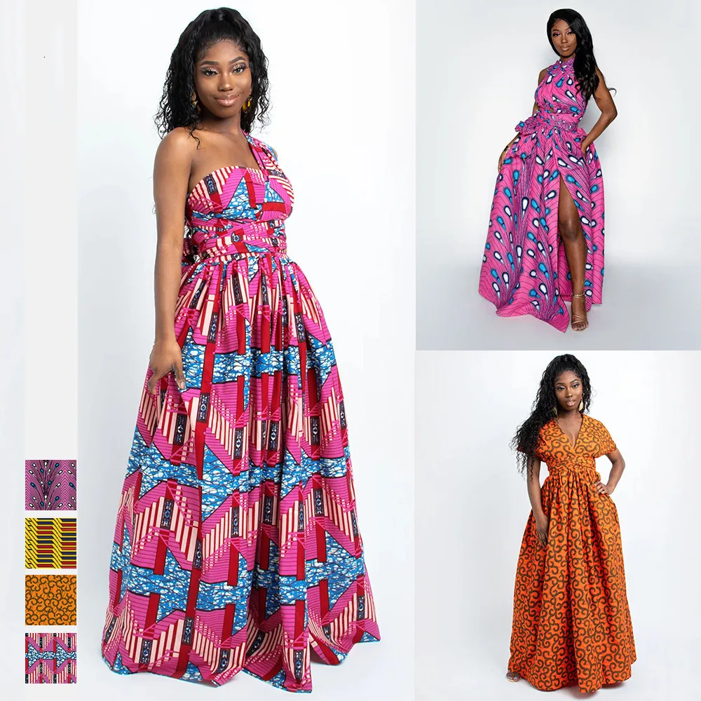 

Summer African Dresses for Women 2020 News Fashion Robe Long Dress Floral Print Bazin Vestidos Dashiki Party African Clothes