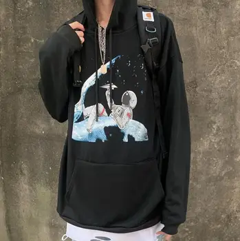 

Autumn and winter Korean retro cartoon anime printed hooded long-sleeved sweatshirt women