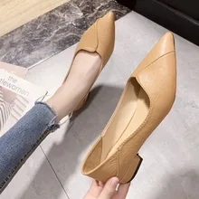 

2020 New Women's Shoes Pumps Low Heel Pointed Toe Shallow Mouth Black Work Shoes Two Wear Platform Heels Shoes for Women