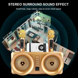 Family Karaoke Sound Bluetooth Speaker Double Wireless Microphone Connection TV Support Recording Song KTV Sound ABS + Metal