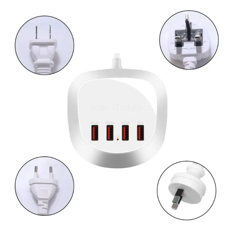 4 портовая USB Настольная зарядная станция Подставка портативное зарядное