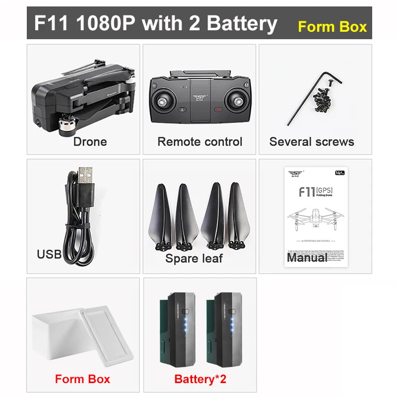 SJRC F11 PRO Дрон с GPS с Wifi FPV 1080 P/2 K HD камера F11 бесщеточный Квадрокоптер 25 минут время полета складной Дрон Vs SG906 A3 - Цвет: 1080P 2B Foam Box