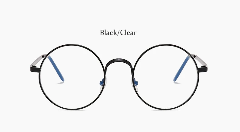 Black Clear Круглые очки ретро оправа металлические прозрачные линзы оправа для женщин Классическая оптическая винтажная Золотая Женская оправа для очков Oculos - Цвет оправы: Black Clear
