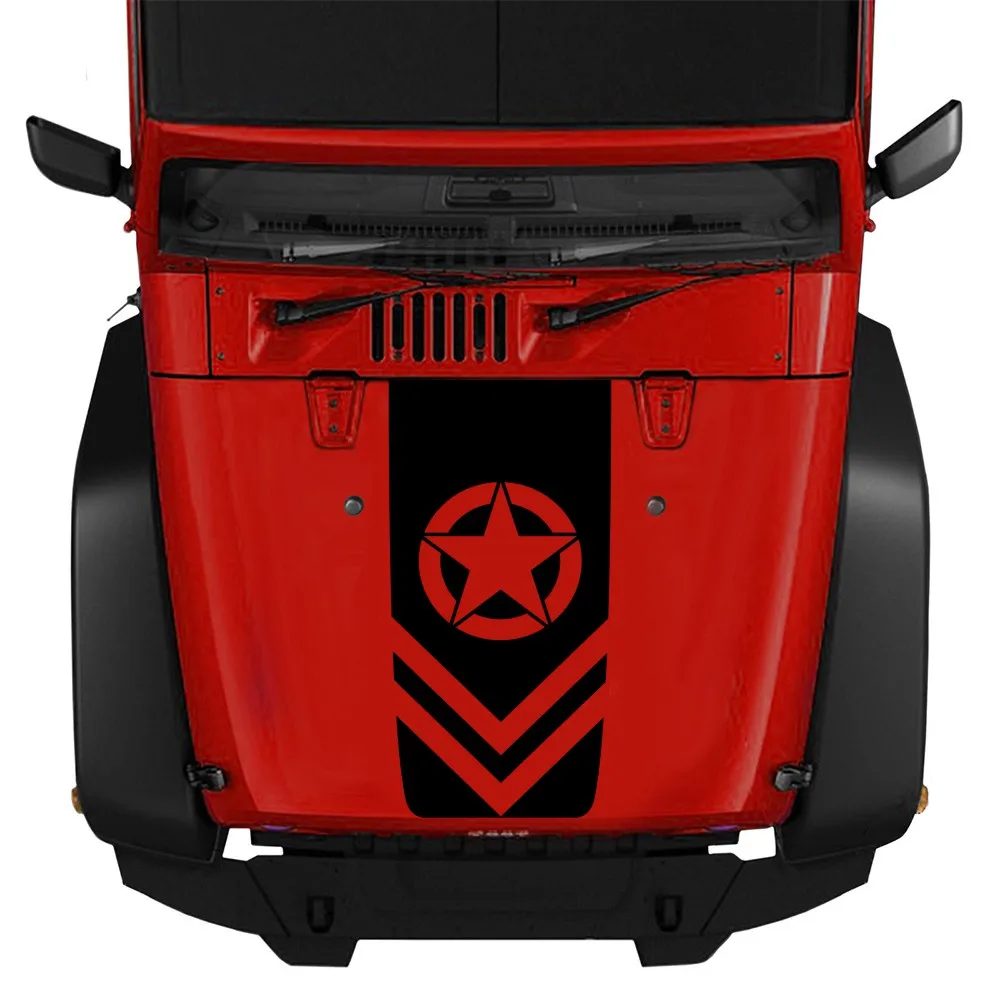 

Star Pattern Hood Sticker for Jeep Wrangler Invasion Military Decals Army Stars Vinyl Decal JK TJ LJ Waterproof Car Sticker