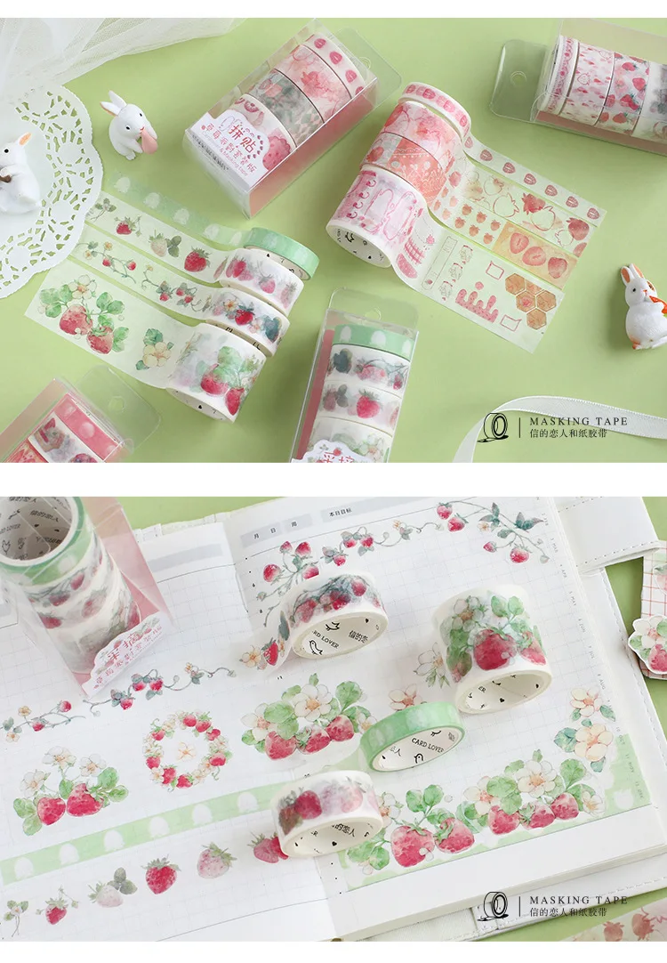 1 компл./лот DIY японский Бумага декоративная клейкая лента клубника вечерние лента Washi/клейкую ленту наклейки