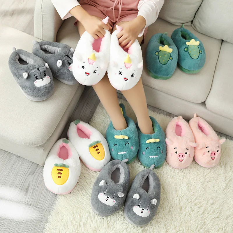 

One Size for 35-42 Home Cotton Slippers Soft Wrm Products for Autumn and Winter Cute Animals Female Male