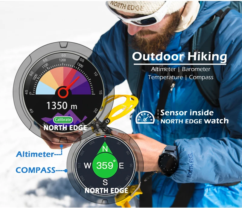 North Edge Sport Smart Watch Fitness GPS Blood Pressure Heart Rate Sleep Monitor Compass Wristband Smartband For IOS Android North Edge Sport Smart Watch Fitness GPS Blood Pressure Heart Rate Sleep Monitor Compass Wristband Smartband For IOS Android
