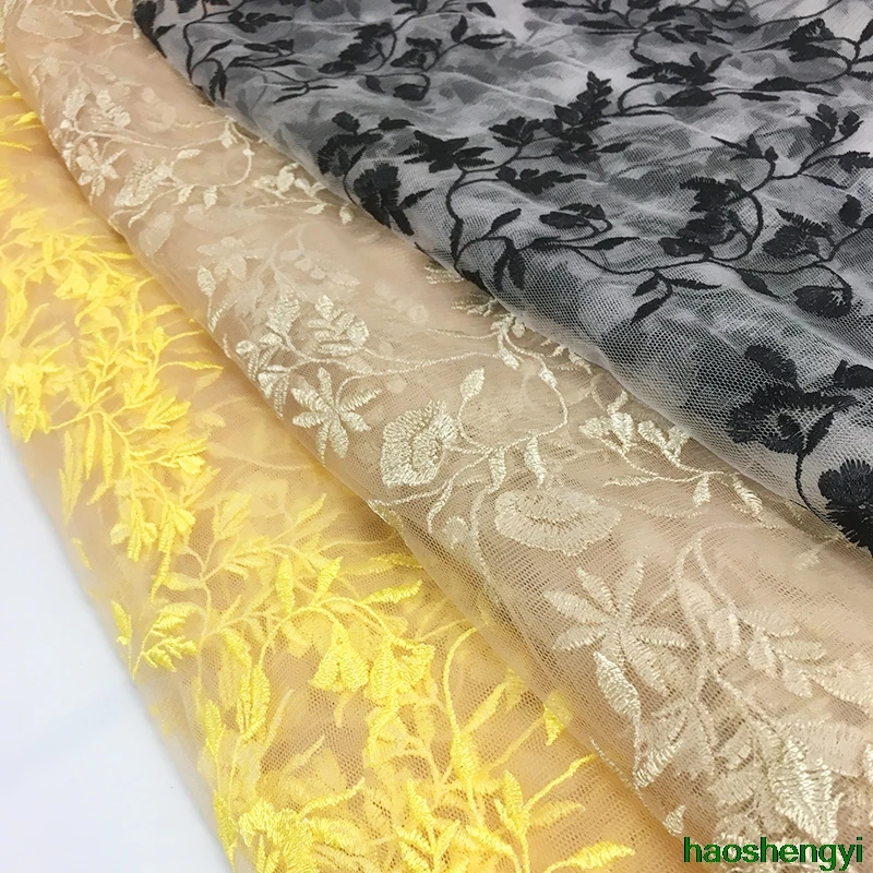 New European Root Yarn Cotton Thread Tree Rattan Embroidered Chiffon