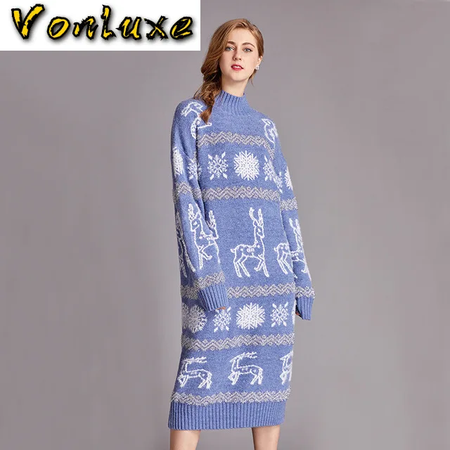 Женское трикотажное платье-свитер с длинным рукавом | Женская одежда