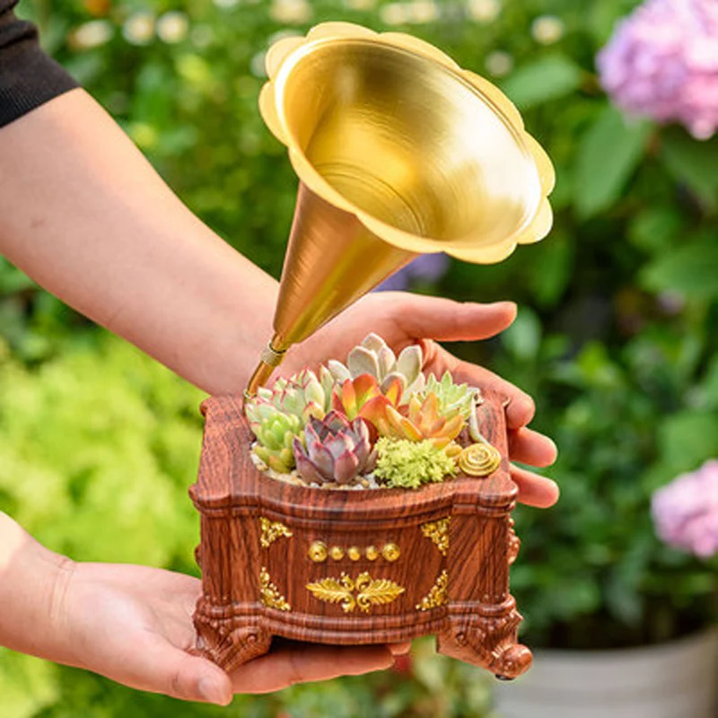 Resin Flower Pot for Succulent Plants, Desktop Potted Holder, Retro Telephone Model, Home Garden Decoration, Ornaments Gifts