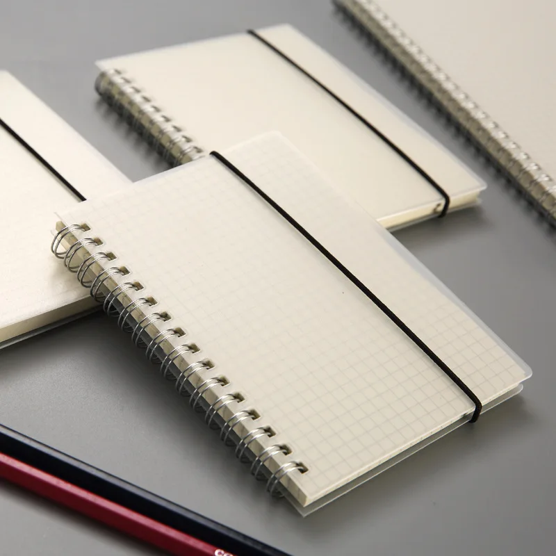 

A5/B5 PP frosted coil book transparent horizontal line ledger strap notepad portable notepad