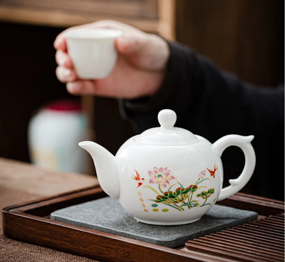 Amosfun 3 Pièces Décoration De Service à Thé Théière Kung Fu Chinois Théière De Salon De Thé Bouilloire à Thé En Porcelaine Théières Pour Le Thé Vaisselle à Thé Domestique Céramique Rose