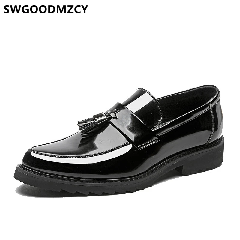 

Туфли мужские классические, лоферы, итальянские брендовые, деловые, с бахромой, без застежки, Классическая обувь для офиса