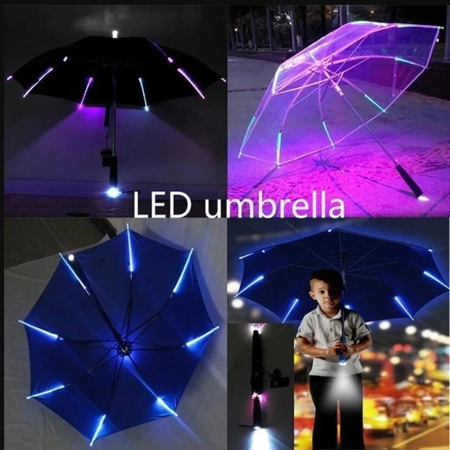 Paraguas con luces LED, sombrilla moderna y creativa con 8 LED, con mango de linterna, novedad de 2022|Paraguas| - AliExpress