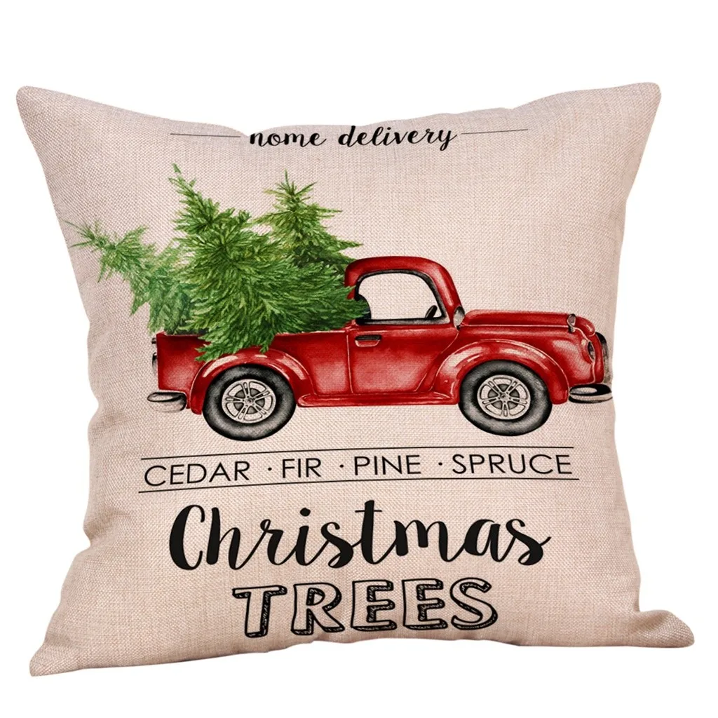 Pillow cove Merry Christmas Pillow Cases Cotton Linen Sofa Cushion Cover Home Decor Christmas letter pattern print pillowcase