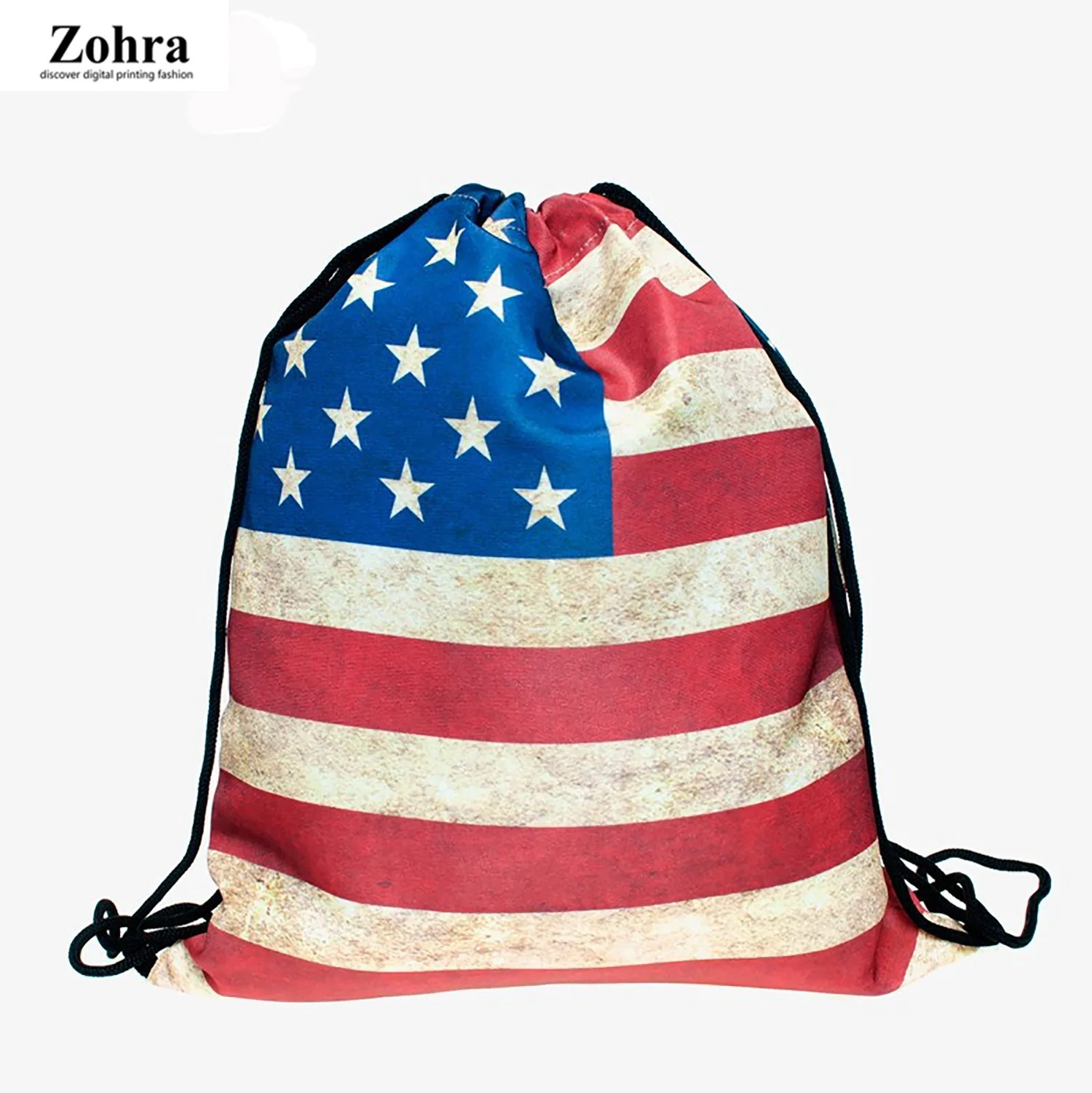 

Zohra Origional New Style 3D Digital Printing National Flag Drawstring Bag Shopping Storage Drawstring Backpack Drawstring Bag