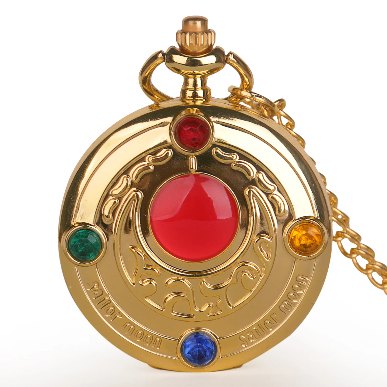 Винтаж Япония аниме Сейлор Мун карманные часы кулон с бриллиантом золото Fob