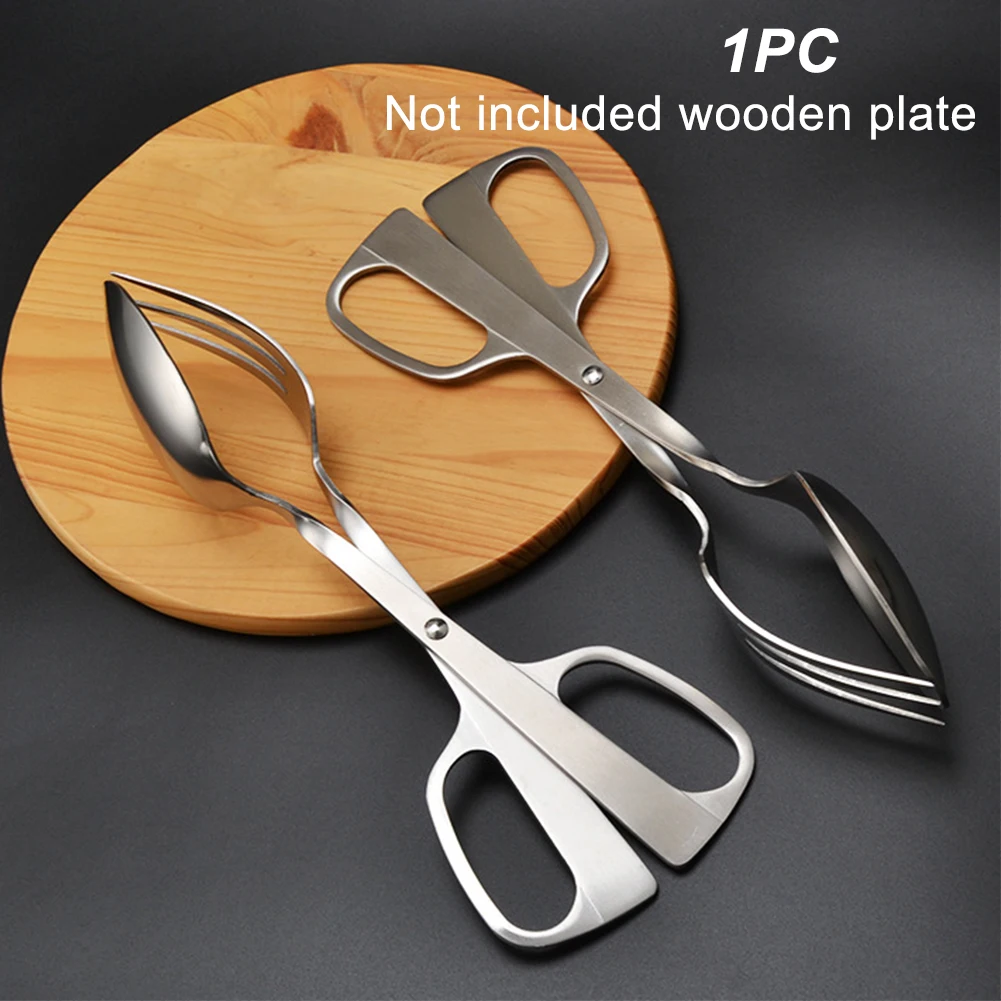 Kitchen Clip Stainless Steel Fork Spoon Tool Barbecue Buffet Salad Scissor Pastry Food Tong