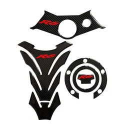 For Yamaha YZF R6 YZFR6 YZF600 2003 2004 2005 Sticker Tank Pad Oil Gas Cap Cover Triple Clamp Protector Carbon Motorcycle Decal