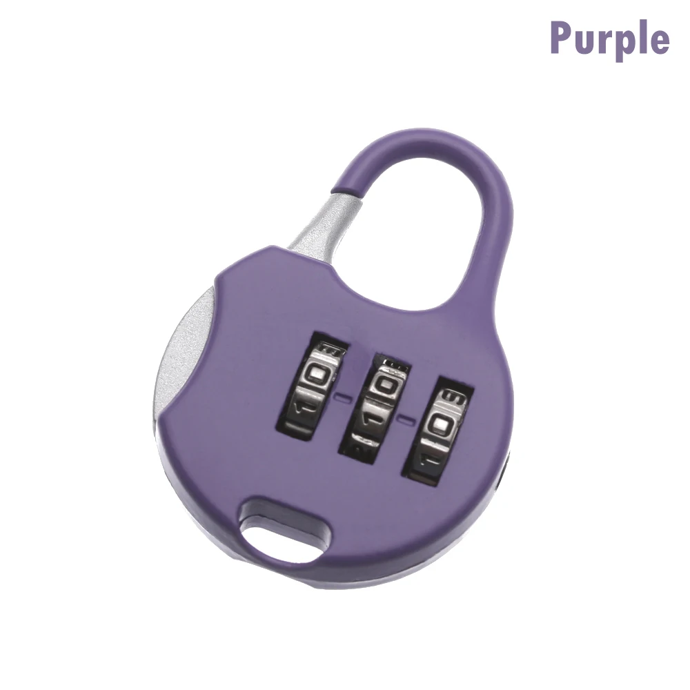 purple 1 шт., мини безопасный замок для путешествий, 3 набора цифр, код, пароль, комбинация, навесной замок для багажа, замок для спортзала - Цвет: purple