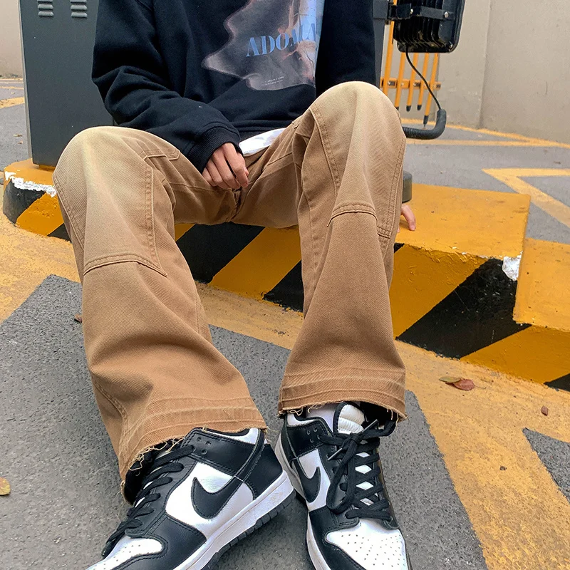Brown Baggy Jeans Men Fashion Retro 