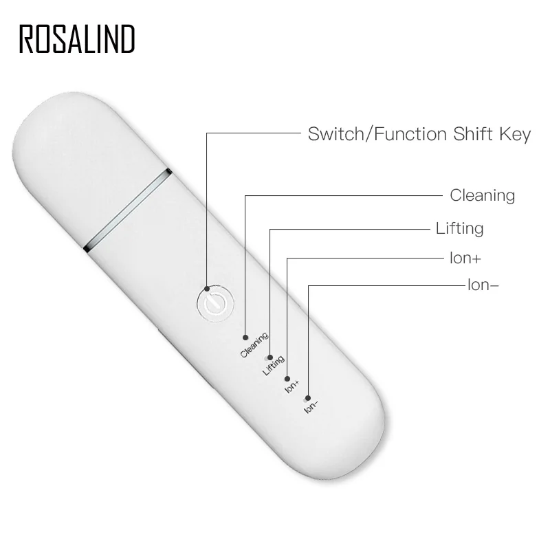 

ROSALIND Ultrasonic Ion Skin Scrubber Deep Cleaner Ultrasonic Face Peel Blackhead Remover Face Extractor Beauty Skin Care Tools