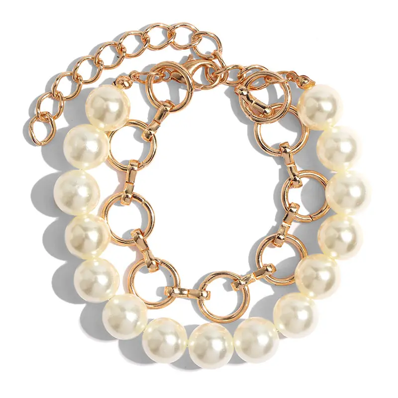 JJFOUCS New 7 Styles Golden Metal Link Chain Bangles Bracelets Hanging Portrait Coin Pearl Bracelets for Women Jewelry Gifts - Окраска металла: W