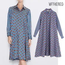 Увядшее в английском стиле элегантное платье миди с геометрическим принтом женское платье vestidos de fiesta de noche vestidos Вечернее платье Женский блейзер