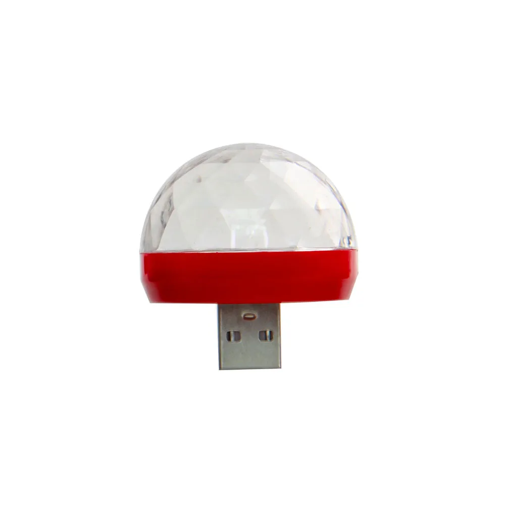 Aimkeeg мини USB светодиодный вечерние фонари портативный хрустальный магический шар RGB сценический эффект лампа Звуковое управление проектор для мобильного телефона - Цвет: Красный