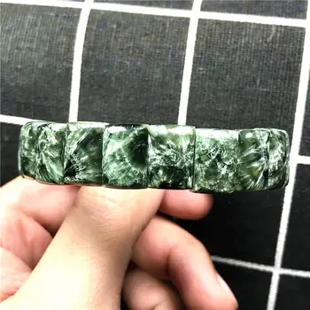 

14x9mm Top Natural Green Seraphinite Stone Bracelet For Woman Man Rectangle Beads Gemstone Crystal Stretch Bangle Jewelry AAAAA